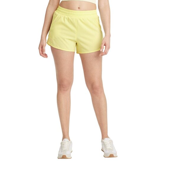 NWT All In Motion Womens Woven Mid-Rise Run Shorts 3" 89832904 Lemon Yellow L - Picture 1 of 5
